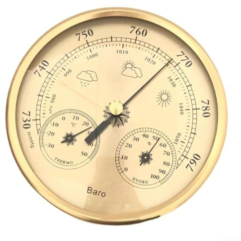 Baromètre mécanique de précision avec thermomètre intégré et hygromètre outil 3 en 1 pour l'observation de la météo intérieure et extérieure