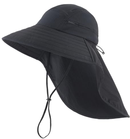 Magracy UPF 80+ Wide Brim Sun Hat with Neck Flap for Men Women Breathable Outdoor Safari Fishing Hiking Hat