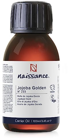 Naissance Olio di Jojoba d’Oro Pressato a Freddo - 100ml - per Capelli Lisci, Ricci, Secci - per Viso, Corpo, Barba, Unghie, Ciglia - Vegano, Cruelty Free, Senza OGM