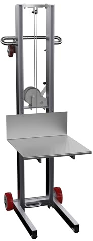 Vestil ALLW-2020-FW Aluminum Lite Load Lift With Winch and Fixed Wheels 20 In. x 20 In. Platform 400 Lb. Capacity Silver
