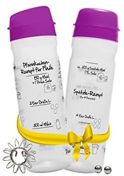 Spätzle-Shaker Shaker-Set (LILA) mit 875ml-Pfannkuchen-Shaker + 4-Portionen-Spätzle-Shaker Teigmixer mit Spätzlepresse und Portionierer Patentiert Made in Germany