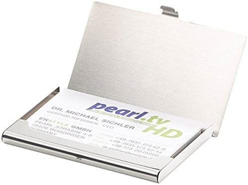 PEARL Visitenkartenetui: Ultradünnes Visitenkarten- & Kreditkarten-Etui, rostfreier Edelstahl (Visitenkartenetui Edelstahl, Tasche für Kreditkarten, RFID)