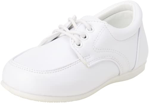Josmo Baby Boys’ Dress Shoes – Casual Leatherette Derby Walking Shoes (Infant/Toddler), Size 7 Toddler, White