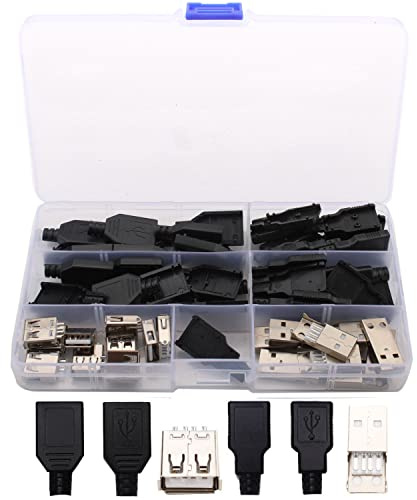 RUNCCI-YUN 20pcs USB 2.0 Tipo A 4 pin del connettore，di saldatura 2.0 USB connettore con Coperchio In Plastica Per Diy
