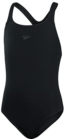 Speedo Mädchen ECO Endurance+ Medalist Badeanzug | Chlorbeständig | Recyclingmaterial | Bequeme Passform | Schwimmunterricht | Badeurlaub Badeanzug, Schwarz, 11-12