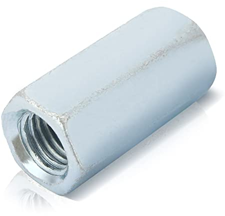 Écrou de tige longue M18, attaches filetées d'accouplement à écrou hexagonal long en acier au carbone zingué