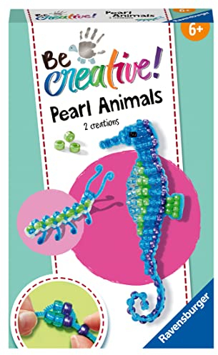 Ravensburger BeCreative Bead Animal Seahorse - Bastelset für Kinder ab 6 Jahren, Perlentiere Seepferdchen basteln für Mädchen und Jungen - 18428 - Geburtstagsgeschenke, Deko selber basteln
