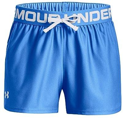 Under Armour Girls Play Up Solid Shorts, (464) Water / / White, Youth X-Small