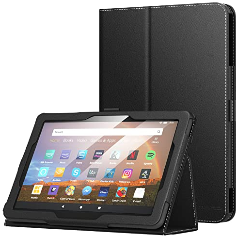 MoKo Case Compatible with All-New Amazon Kindle Fire HD 8 & 8 Plus Tablet (12th Gen/10th Gen, 2024/2022/2020 Release) 8 Inch,Slim Folding Stand Cover with Auto Wake/Sleep, Black