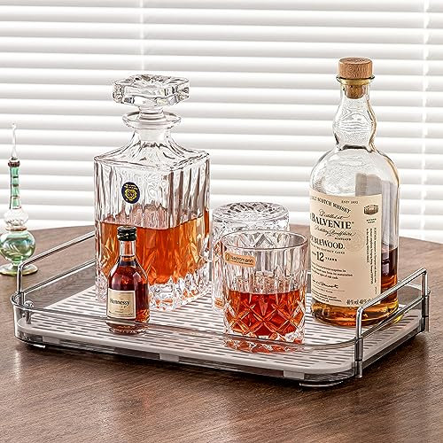 Accesorios para barra de café, organizadores de estación, almacenamiento de gran capacidad con tabla de drenaje, bandeja de whisky, soporte para tazas de té, organizador de barra de café, gris ahumado