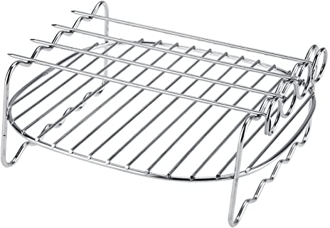 Tomotato Rejilla para Barbacoa de Acero Inoxidable, Rejilla para Costillas de Doble Capa, Rejilla de Repuesto para Calentar Parrilla, Bandeja para Hornear, Accesorios para Parrilla