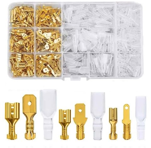 270 piezas Terminales de Engarzado,Terminales de Crimpado Conectores Kit,terminales de Crimpado Kit,para automóviles,Cable - 2,8 mm 4,8 mm 6,3 mm conector macho y hembra
