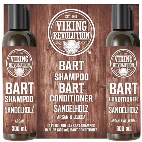 Viking Revolution Bart Shampoo & Conditioner Set - Erweicht, Glättet & Stärkt den Bartwuchs - Natürlicher Sandelholzduft - Geschenke Für Männer - 2 x 300 ml