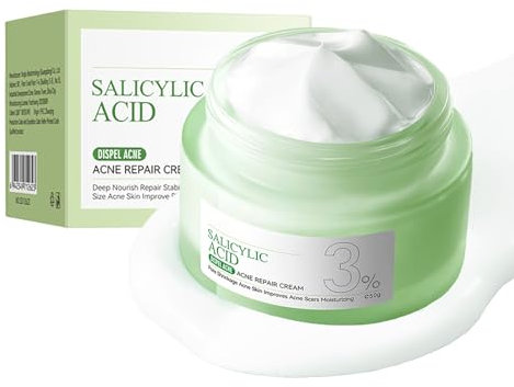 Salicylic Acid Acne Cream 50g - 3% BHA Spot Cream for Acne - Blackhead Remover - Dark Spot Remover for Face - Scar Removal Cream - Moisturizing Face Cream for Women - Pimple Cream for Redness