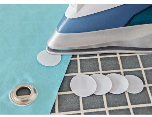 HX AURIZE 100 Stück Bügelpunkte zur Verstärkung für Ösen & Druckknöpfe - Aufbügelbare Gewebe-Einlage gegen Ausreißen - Ideal für Jersey, Sweat & Dehnbare Stoffe, weiß (Ø30mm)