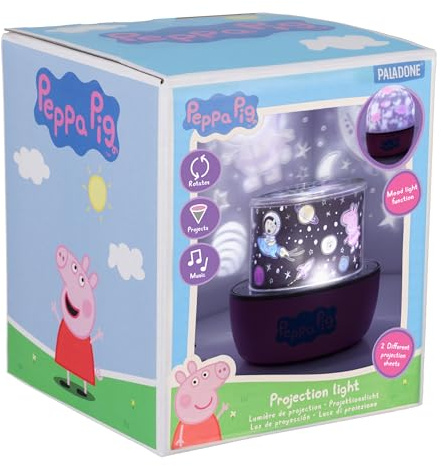 Paladone Peppa Pig - Lámpara de proyección con licencia oficial con sonidos y escenas intercambiables, 4 modos de luz, luz nocturna relajante para dormir