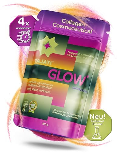 TAJATI Glow Beauty Collagen – 4× effizienter als herkömmliches Kollagenpulver dank COLLinstant® Nano-Peptiden mit klinischen Wirkungsnachweis (30-Tage Monatspackung)