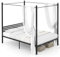 Multigot Canopy Bed Frame, Heavy-duty Double Platform Bed with Slatted Headboard and Under-Bed Storage, Metal Slat Support Bedstead Mattress Foundation for Adults Kids, No Box Spring Needed