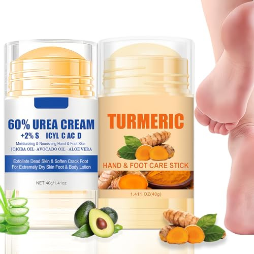2Pcs Hydrating and Anti-Cracking Foot Cream - Urea Creme 60 Prozent Fußcreme Stick - Feuchtigkeit Kurkuma Fußcreme Für Sehr Trockene Füße - Urea Fusscreme Fußpflegecreme Hornhaut Entfernen Für Frauen