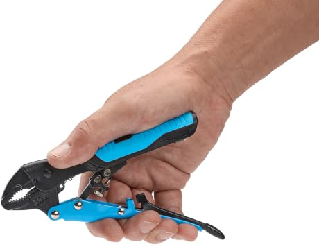 OX Tools Auto Adjust Locking Pliers 6-Inch – Curve Jaw, Soft Grip Handle, Quick Release, Heavy-Duty Adjustable Clamp for Pipe & Metal