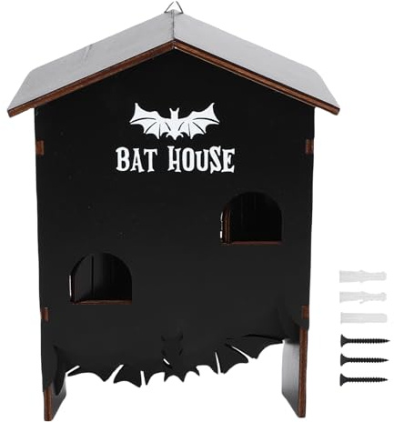 Nurnesy Casa de 3 Cámaras de Madera a Prueba de Clima - Caja de Refugio de Murciélago Al Aire Libre para Jardín, Patio y Patio Trasero