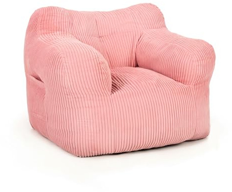 Pamapic bönsäck, stol med en bönpåse med svampfyllning ingår, bönpåse vuxen med bärbart handtag, modern ergonomisk bekväm soffa, vardagsrum, sovrum, spelrumsmöbler, rosa