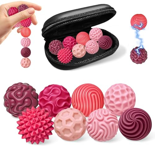 8 st Magnetiska Fidget Toys Set – med 4 silikonmodeller + förvaringslåda – Stressleksaker för barn & vuxna, koncentrationshjälp & sensoriska bollar (Rosa)