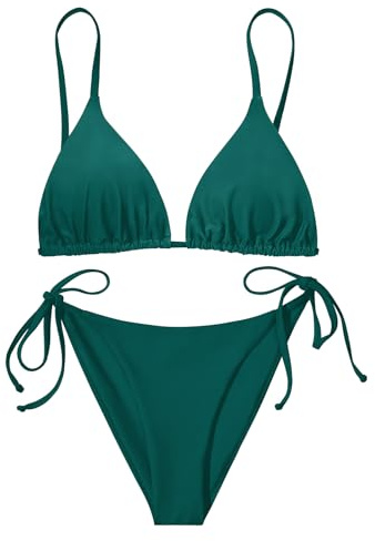 Nadeer Costume da Bagno Due Pezz Donna Sexy Halter Bikini Set Costumi da Mare Imbottito Reggiseno Bikini Top Triangolo Vita Bassa Spiaggia Beachwear Swimwear