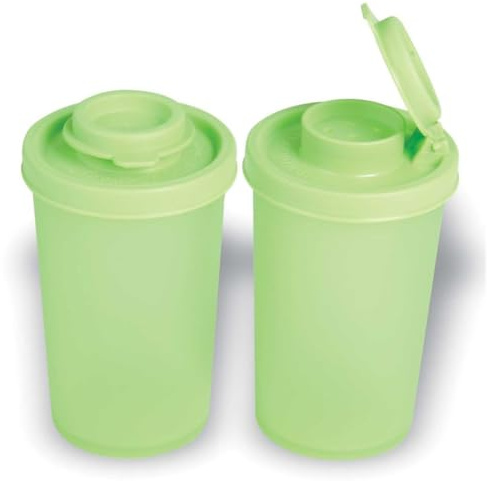 Signoraware kryddor dvärgar salt och pepparströare perfekt för bil, kontor, camping och på vägen – ordning saltströare, kryddor, set om 2, kryddor, 140 ml, transparent, grön