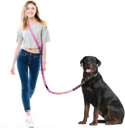 Philorn Laisse pour chien de grande taille - Multifonction - Mains libres - Longue laisse de course pour le jogging, la course, la randonnée - Avec ceinture de sécurité de voiture - Coutures