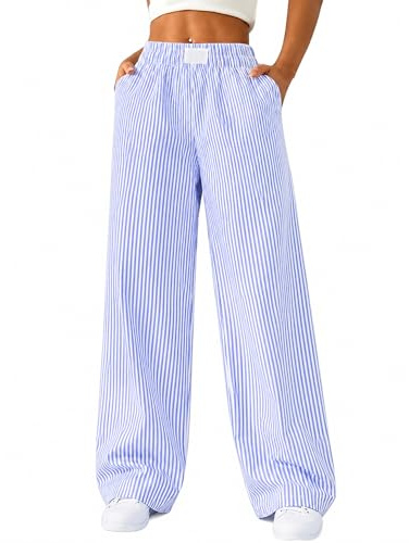 Rapbin Women's Stripe Lounge Pants Pyjamas Bottoms Trousers with Pockets