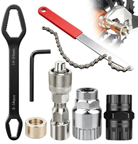 Kit Herramientas Bicicleta, Extractor 2-en-1 para Cassette Roscado/Encastre