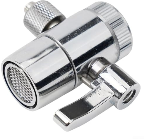 ZWEquipint mässingskran adapter avledningsventil för bänkskivans vattenfilter, för G1/2 hona till 3/8 tums slangkontakt, för M22/M24 kompatibel med diskho RO-system, silver