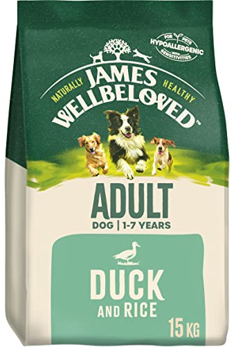 James Wellbeloved Adult Duck & Rice 15 kg Bag, Hypoallergenic Dry Dog Food