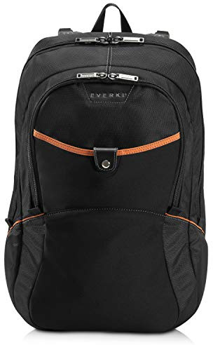 Everki Glide sac à dos ordinateur portable 17,3 pour femme et homme – robuste, déperlant, bandes réfléchissantes pour études, voyage ou moto – Noir (EKP129)