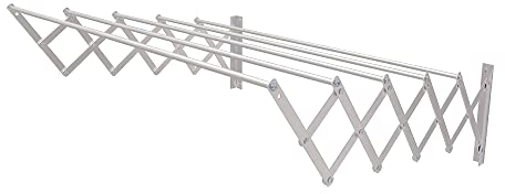 Amig - Ausziehbarer Wandwäscheständer - Maße: 80x14x3 cm - Trockenlänge: 4 m - Rostfreies Aluminium - Edelstahlschrauben - Für Innen- und Außenbereich - Einfache Montage