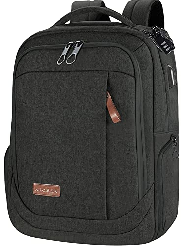 KROSER Laptop Rucksack 17,3 Zoll Handgepäck Daypack wasserabweisende Multifunktions-Laptoptasche für Business/Reisen/Damen/Herren-schwarz
