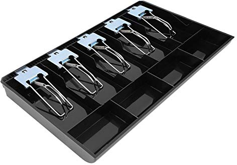 Kasseneinsatz mit fünf Fächern, Kasseneinsatz mit 5 Fächern, für Supermärkte, Kassenschublade (schwarz)