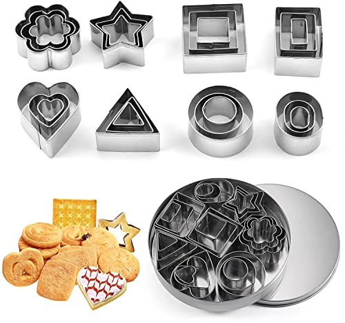Unvtap Ausstechformen Set 24 Stück Mini Keksausstecher Ausstecher Plätzchen Ausstechformen Weihnachten für Backen, Silber