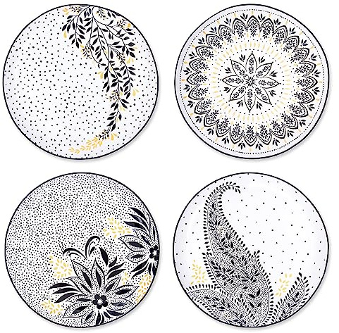 Sara Miller London Artisanne Noir 20.6cm Salad Plate with Gold Detailing