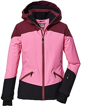 killtec Mädchen Skijacke wasserdicht/Funktionsjacke mit Kapuze und Schneefang KSW 151 GRLS SKI JCKT, hell neon pink, 140, 41187-000