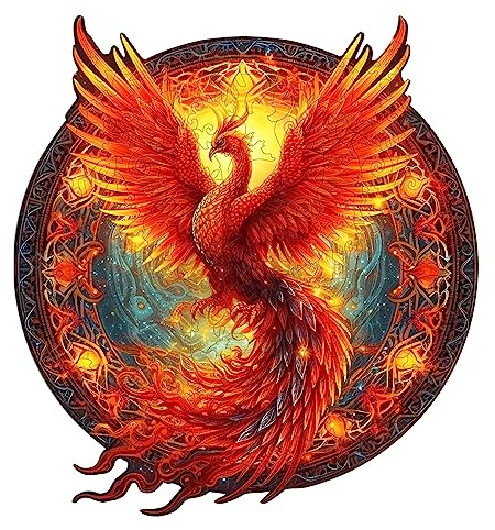 Funnli Holzpuzzles für Erwachsene und Kinder,Einzigartige Tierförmige Holz-Puzzle (Phönix-2), Puzzle aus Tierteilen (L-37.8 * 35cm-290pcs Stück)