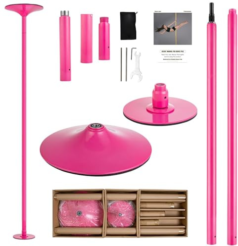PRIOR FITNESS Palo Dance Pole da 45 mm, modalità Statiche e Rotanti, Regolabile da 2,23 a 2,7m, Resistenza 200 kg, da Soffitto a Pavimento Senza Fori, Adatto per Palestre, Feste, Studio e Casa