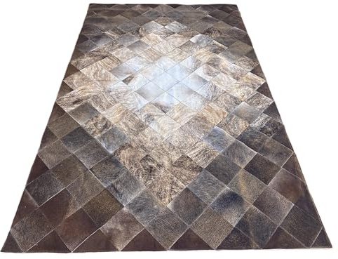 Genérico Alfombra Cuero de Vaca diseño Patchwork, Exclusiva Piel auténtica y Natural, Forma Rectangular de 230x145cm, Color marrón, decoración Premium Animal CowhidesPlus (D6), COW00-D6