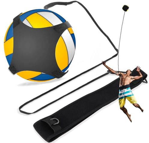 Haosie Cinturón Entrenamiento Voleibol, Ajustable Bádminton Spike Trainer, Kit De Práctica Individual De Fútbol Voleibol para Principiantes y Profesionales
