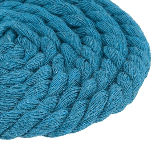 QUARKZMAN Corda di Cotone Intrecciata, 8mm x 11Yards Cotone Naturale a 3 Fili Corda di Cotone Intrecciata per Appendere Piante Fai-da-Te Progetti Decorativi (Blu Lago)