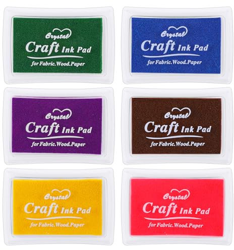 MBAIYO Stempelkissen Bunt, 6 Farben Abwaschbar Fingerstempelfarbe 7,5 x 5,5 cm Fingerabdruck Set Farbe Stamp Tinte für Silikonstempel Scrapbook Papier Handwerk DIY