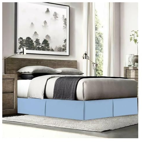 Cache Sommiers Plissé Doux et Confortable 15 Pouces Hauteur, Tissu Infroissable, Lit Jupe, Bleu, 80x190x35 cm - Protection et Élégance pour Votre Chambre