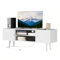 Cozy Castle TV Schrank mit 3 Akku-Steckdose, TV Cabinet für Fernseher bis zu 55 Zoll, mit 2 Schranktüren, Wohnzimmer TV Lowboard Weiß, Schlafzimmer Fernsehtisch，135x50x40cm