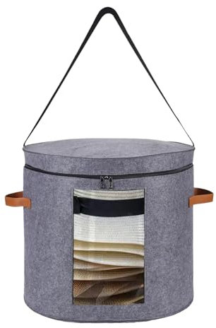 Caso De Almacenamiento De Sombrero - Organizador De Borde Plegable, Contenedor De Tapa | Bolsa De Viaje Con Cremallera, Ventana De Tapa Transparente, Caja Estructurada Ligera Con Mani